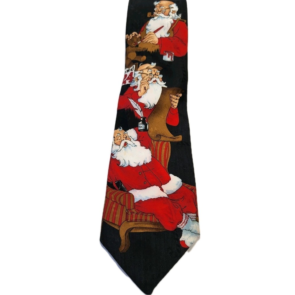 Hallmark Men's Christmas Neck Tie Santa's Workshop Holiday Santa Claus‎ Festive